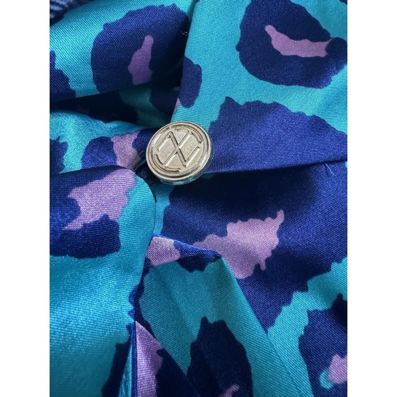 Tracy Negoshian Tunic Top S Blue Printed Leopard Print Blouse Cutout Pull Over - Picture 4 of 5